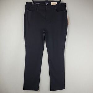 NYDJ Jeans Sheri Slim Womens 18 Black Mid Rise Straight Leg Lift Tuck